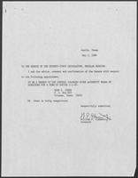 Appointment letter from William P. Clements, Jr., to the Texas Senate, May 5, 1989
