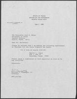 Appointment letter from Governor William P. Clements, Jr., to Secretary of State Jack Rains, June 2, 1988