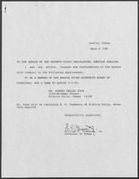 Appointment letter from William P. Clements to the Senate of the 71st Legislature, March 8, 1989