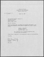 Appointment letter from William P. Clements to Secretary of State, George Bayoud, August 24, 1989