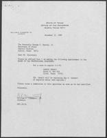 Appointment letter from William P. Clements to Secretary of State, George Bayoud, December 13, 1989