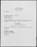 Appointment letter from William P. Clements to Secretary of State, George Bayoud, August 16, 1990