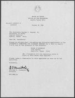Appointment letter from William P. Clements to Secretary of State, George Bayoud, October 30, 1990