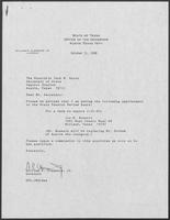 Appointment letter from William P. Clements, Jr., to Secretary of State Jack Rains, October 11, 1988