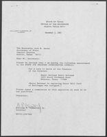 Appointment letter from Governor William P. Clements, Jr., to Secretary of State Jack Rains, December 3, 1987