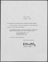 Appointment letter from William P. Clements to the Senate of the 71st Legislature, February 1, 1989