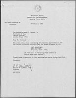 Appointment letter from William P. Clements to Secretary of State, George Bayoud, November 2, 1989