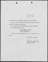 Appointment letter from William P. Clements to the Senate of the 70th Legislature, April 7, 1987