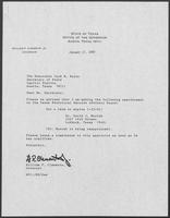 Appointment letter from William P. Clements Jr. to Jack Rains, January 27, 1989