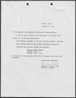 Appointment letter from William P. Clements to the Senate of the 71st Legislature, February 17, 1987