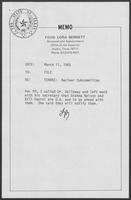 Memo from Milton Holloway to William P. Clements, Jr., regarding recommended additional appointments to Texas Energy Natural Resources Advisory Council (TENRAC)'s Nuclear Advisory Committee, January 22, 1982