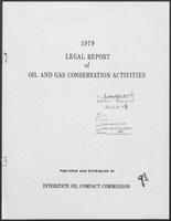Legal Report of Oil and Gas Conservation Activities, 1979