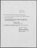 Appointment letter from Governor William P. Clements, Jr., to the Texas Legislature, January 23, 1989