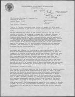 Letter from Department of Education to William P. Clements Jr., regarding the Texas Equal Education Opportunity Plan for Higher Education, April 8, 1982