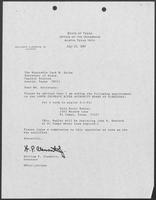 Appointment letter from William P. Clements to Secretary of State, Jack Rains, July 23, 1987