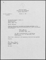 Appointment letter from William P. Clements to Secretary of State, George Bayoud, October 12, 1989
