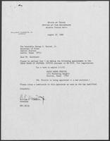 Appointment letter from William P. Clements to Secretary of State, George Bayoud, August 29, 1989