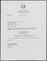 Appointment letter from Governor William P. Clements, Jr., to Secretary of State George Bayoud, January 4, 1990