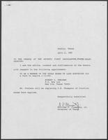 Appointment letter from William P. Clements to the Senate of the 71st Legislature, April 11, 1990