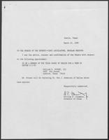 Appointment letter from William P. Clements to the Senate of the 71st Legislature, May 22, 1990