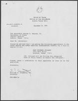 Appointment letter from William P. Clements to Secretary of State, George Bayoud, September 24, 1990