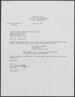 Appointment letter from William P. Clements to Secretary of State, George Bayoud, June 28, 1990