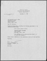 Appointment letter from Governor William P. Clements, Jr., to Secretary of State Jack Rains, September 27, 1988