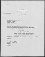 Appointment letter from William P. Clements to Secretary of State, George Bayoud, January 22, 1990