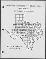 Report titled "Jail Overcrowding Planning Workshop Huntsville, Texas," October 14, 1987