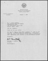 Correspondence between William P. Clements and J. Jette Campbell regarding S.B. 1190, August 7, 1989
