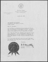 Correspondence between William P. Clements, Jr. and The Honorable Lee Teng-hui, President of the Republic of China and Shih-cheng Chang, Director General, January 14 -28, 1988