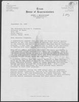 Letter from Jerry J. Beauchamp to William P. Clements, Jr. with attached bills, September 28, 1989