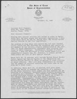 Letter from Henry Cuellar to William P. Clements, Jr. with attached bill, November 28, 1989