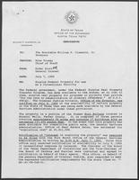 Memo from Rider Scott to William P. Clements regarding Surplus Federal Property for use as a Correctional Facility, July 7, 1989