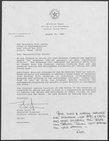 Letter from Rider Scott to Bill Carter regarding approved grants in legislative district, August 25, 1989