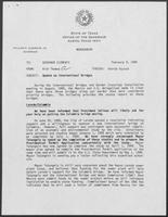 Memo from Rich Thomas to William P. Clements regarding Update on International Bridges, February 9, 1989