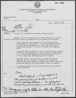 Memo from Jim Richardson and Hilary Doran to William P. Clements regarding priority list of pending international bridge projects, May 12, 1982
