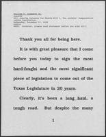 Remarks of William P. Clements, Bill Signing Ceremony for Senate Bill 1, The Workers' Compensation Reform Legislation, December 13, 1989