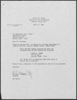 Appointment letter from William P. Clements to Secretary of State, Jack M. Rains, April 27, 1988