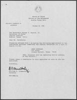 Appointment letter from Governor William P. Clements, Jr., to Secretary of State, George Bayoud, October 30, 1990