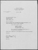 Appointment letter from William P. Clements to Secretary of State, Jack Rains, June 12, 1989