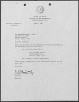 Appointment letter from William P. Clements to Secretary of State, Jack Rains, June 4, 1987