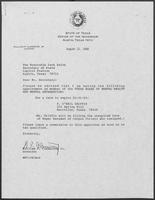 Appointment letter from William P. Clements to Secretary of State, Jack Rains, August 12, 1988