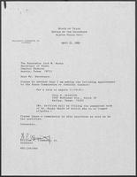 Appointment letter from William P. Clements to Secretary of State, Jack Rains, April 25, 1988