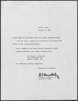 Appointment letter from William P. Clements to the Senate of the 71st Legislature, January 30, 1989