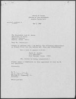 Appointment letter from William P. Clements to Secretary of State Jack Rains, May 3, 1988