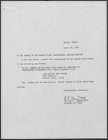 Appointment letter from William P. Clements to the Senate of the 71st Legislature, April 28, 1989