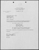 Appointment letter from William P. Clements to Secretary of State Jack Rains, September 15, 1987