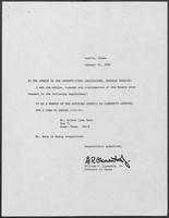 Appointment letter from William P. Clements to the Senate of the 71st Legislature, January 30, 1989