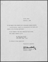 Appointment letter from William P. Clements to the Senate of the 71st Legislature, February 2, 1989